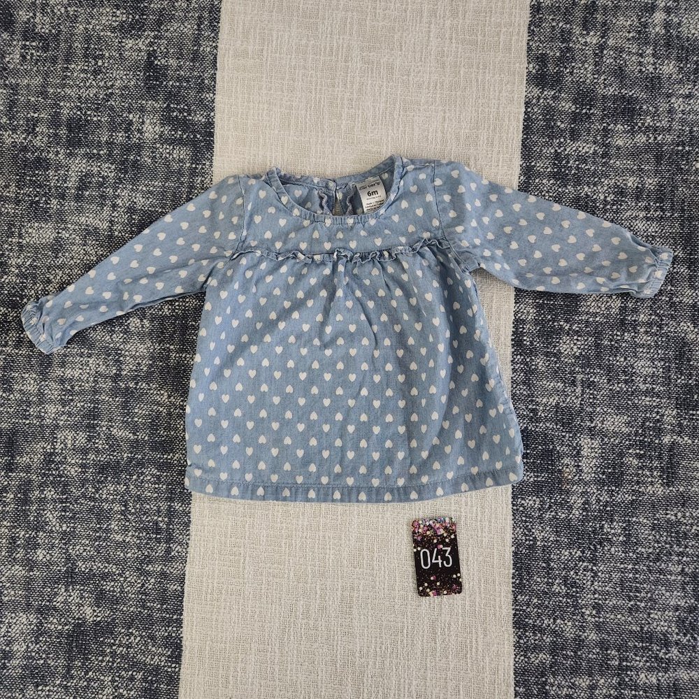 Carter's Blue Jean Heart Long Sleeve (up to 6 months)